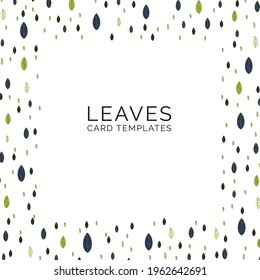 Background template with abstract flat leaves. Frame made from green and yellow leaves. Design for invitations and cards. Vector illustration
