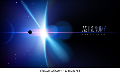 The background template of astronomy theme in vector.  It is suitable for being as a template, landing page in science or technology related theme.