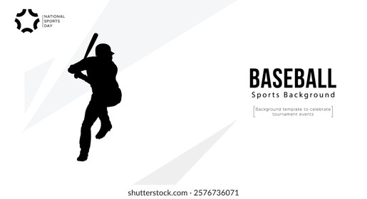 Background template for base ball sport tournament celebration event featuring silhouettes of base ball players. base ball athlete silhouette. National Sports Day