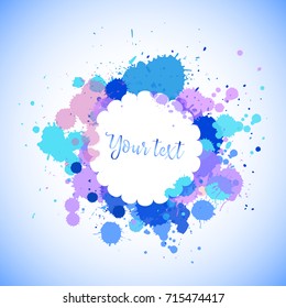 Plantilla de fondo con ilustración de salpicaduras azul y púrpura