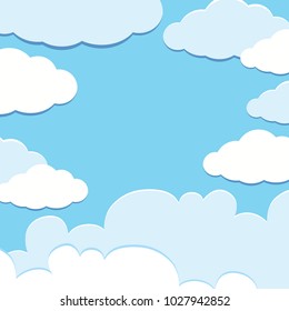 Background template with blue sky and white clouds illustration