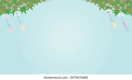 Background template of blue summer sky and wind chimes