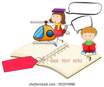 Background template with boy and girl illustration