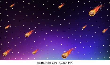 Background template with bright stars in dark sky illustration