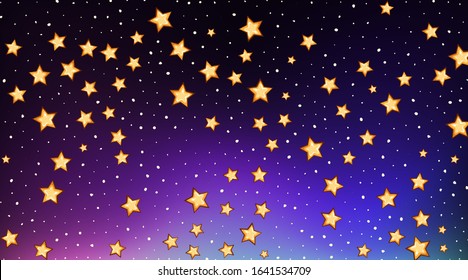 Background template with bright stars in dark sky illustration
