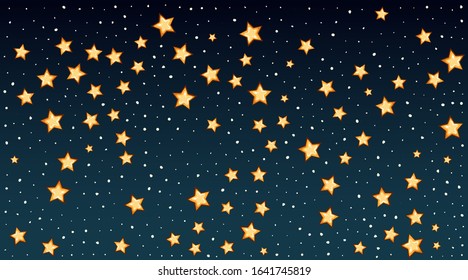 Background template with bright stars in dark sky illustration