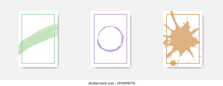 Background template with brush. Vector illustration. Abstract poster or banner design. Pastel color.