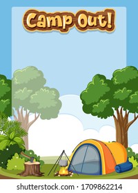 Plantilla de fondo con ilustración de tema de acampada