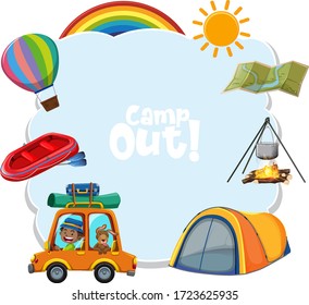 Plantilla de fondo con ilustración de tema de acampada
