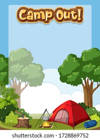 Plantilla de fondo con ilustración de tema de camping