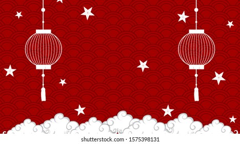 Background template with chinese pattern in red illustration