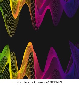 Background template with colorful wavy lines illustration