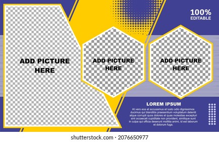 The background template is a combination of blue and yellow colors, with space provided for additional images. 100% editable.