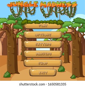 Background Template For Computer Game With Jungle Theme Illustration