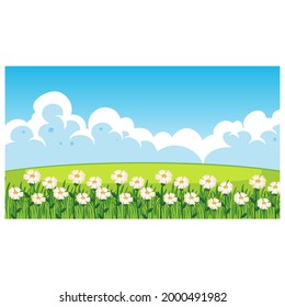 background template with the concept of a playground full of flowers at school