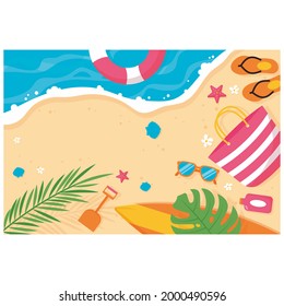 background template with the concept of summer on the beach
