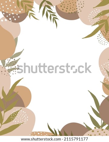 Background template with a copy space with abstract color figures, tropical leaves of a neutral  earthen color.Modern universal artistic templates.Abstract creative background Vector
