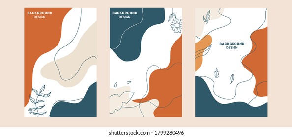 Background template with copy space for text and images design by abstract colored shapes, Social media stories and post creative Vector set. line arts , Tropical leaves VECTOR