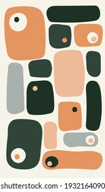 Background template with copy space for text. Abstract organic colored shapes, warm color, flowing lines. Posters for your design, advertising, packaging, postcards. Vector illustration