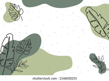 Background template with copy space for text and images design by abstract colored shapes, line arts , Tropical leaves warm color of the earth tone