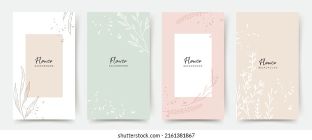 Background template with copy space for text and line drawings flowers in pastel colors. Editable vector banner for social media post, card, cover, invitation,
poster, mobile apps, web ads - Shutterstock ID 2161381867