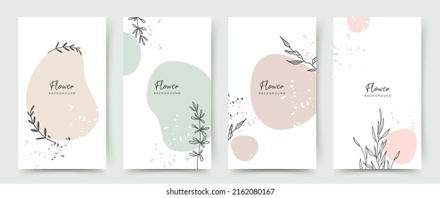 Background template with copy space for text and line drawings flowers in pastel colors. Editable vector banner for social media post, card, cover, invitation,
poster, mobile apps, web ads