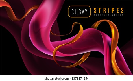The background template of curvy stripes in vector.  It is suitable for being as a template, landing page, website, etc.