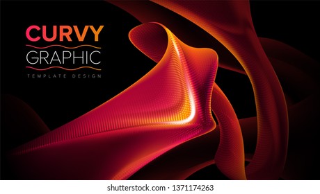 The background template of curvy stripes in vector.  It is suitable for being as a template, landing page, website, etc.