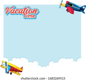 Background template design with airplanes flying in the sky illustration