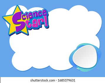 Background template design with blue frame and word science star illustration
