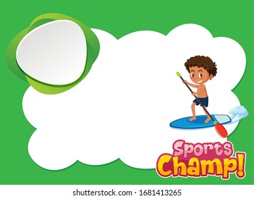 Background template design with boy on surfboard illustration