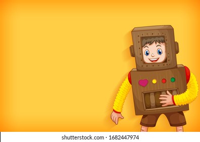 Background template design with boy in robot costume illustration