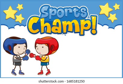 Background template design with boys boxing  illustration