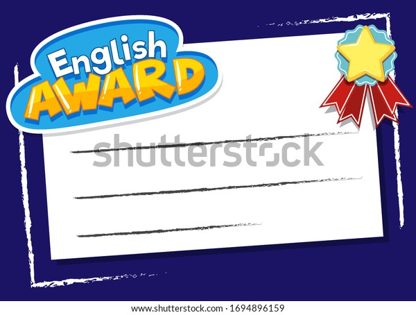 Background Template Design English Award Ribbon Stock Vector (Royalty ...