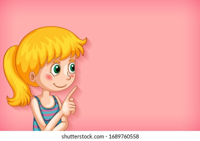 Background template design with girl pointing finger illustration