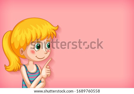 Background template design with girl pointing finger illustration