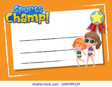 Hintergrund-Template-Design mit Mädchen in Bikini-Illustration