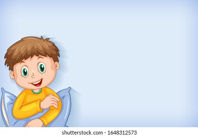 Background template design with happy boy in yellow pajamas illustration