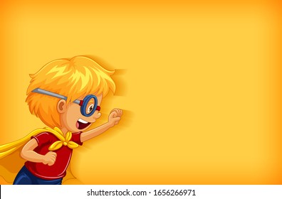 Background template design with happy boy playing hero illustration