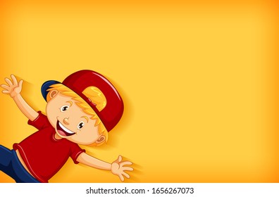 Background template design with happy boy smiling illustration