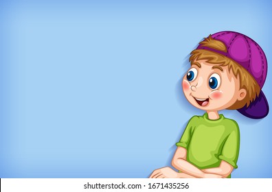 Background template design with happy boy smiling illustration