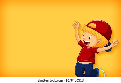 Background template design with happy boy illustration