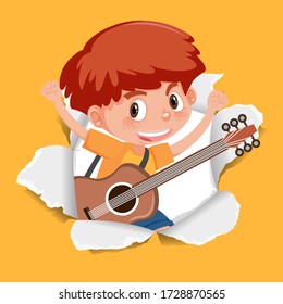 Background template design with happy boy illustration