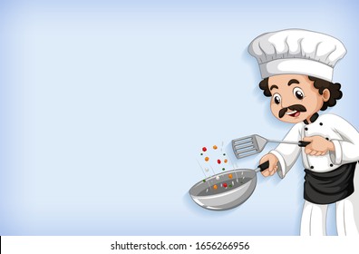 Background template design with happy chef cooking illustration