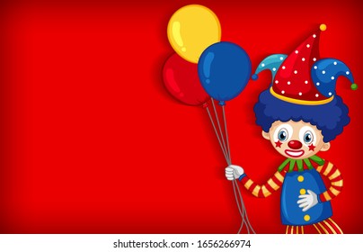 Diseño de plantilla de fondo con payaso feliz con ilustración de globos