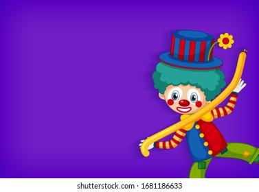 Background template design with happy clown and balloon illustration