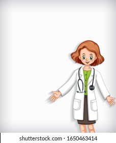 Background template design with happy doctor smiling illustration