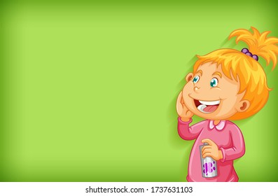 Background template design with happy girl illustration