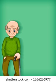 Background template design with happy old man illustration