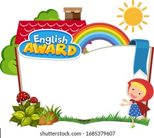 Background template design with little red riding hood illustration